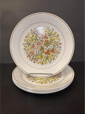 (6) Corelle Corning INDIAN SUMMER Dinner Plates 10.25” Orange Yellow Floral 3305